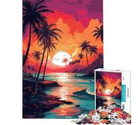 Puzzle da 1000 pezzi per ragazzi bellissimo tramonto sulla spiaggia difficile e stimolante un'opera d'arte gioco divertente adatto a persone dai 14 anni in su (38x52cm)