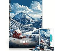 Puzzle da 1000 pezzi per ragazzi,Big Sky Montana Ski Resort,con bordi precisi,gioco di risoluzione di problemi artistici,divertente e rilassante,ideale per decorazioni natalizie (50x75cm)
