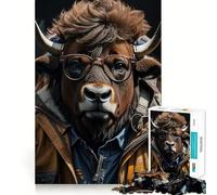 Puzzle da 1000 pezzi per ragazzi,bisonte,fantastico,con bordi precisi,gioco di risoluzione di problemi,divertente e accogliente,ideale per decorazioni natalizie (50x75cm)