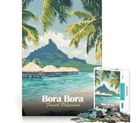 Puzzle da 1000 pezzi per ragazzi,Bora Bora,Polinesia Francese,poster di viaggio,grafica dai bordi precisi,gioco di logica,divertimento rilassante,regalo di Natale artistico 38x52cm