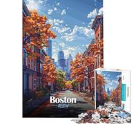 Puzzle da 1000 pezzi per ragazzi Boston USA scena autunnale di strada giocattolo educativo gioco pratico regalo di compleanno regalo di Babbo Natale segreto (dimensioni 50x75cm)