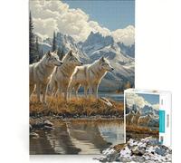 Puzzle da 1000 pezzi per ragazzi: Branco di lupi al lago giochi educativi analisi e logica regalo di compleanno regali 50x75cm