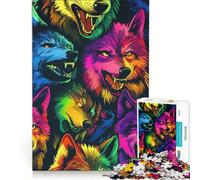 Puzzle da 1000 pezzi per ragazzi branco di lupi al neon gioco educativo taglio di precisione ottimo regalo per gli appassionati di videogiochi 38x26cm