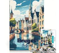 Puzzle da 1000 pezzi per ragazzi, Bruges, Belgio, poster di viaggio, giocattolo, decorazione da parete, decorazione per la casa, per compleanno, Natale, 50x75cm