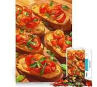 Puzzle da 1000 pezzi per ragazzi,Bruschetta con pomodori e basilico,decorazione per giunzioni,gioco per esercizi mentali,gioco per il tempo libero,regalo di Natale divertente (50x75cm)