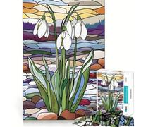 Puzzle da 1000 pezzi per ragazzi, bucaneve in vetro colorato, taglio netto, gioco cognitivo divertente, gioco per il tempo libero, decorazione natalizia per la casa (50x75cm)