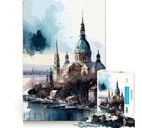 Puzzle da 1000 pezzi per ragazzi,Budapest,città ad acquerello,decorazione per incastri precisi,gioco per esercizi mentali,gioco per il tempo libero,regalo di Natale divertente (38x52cm)