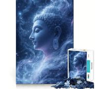 Puzzle da 1000 pezzi per ragazzi,Buddha in blu cosmico,ritagli precisi,gioco cognitivo divertente,gioco per il tempo libero,decorazione natalizia per la casa (38x52cm)