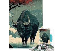 Puzzle da 1000 pezzi per ragazzi bue Ukiyo Giappone Cina ideale per compleanni Natale divertimento in famiglia giocattolo educativo adatto a persone dai 14 anni in su (38x52cm)
