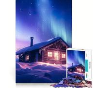 Puzzle da 1000 pezzi per ragazzi,cabina,aurore boreali,taglio preciso,arte,concentrazione,gioco divertente,relax,regalo di compleanno (50x75cm)