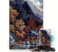 Puzzle da 1000 pezzi per ragazzi,"Cabina autunnale sotto la pioggia",con incastri lisci,divertente,stimolante per la mente,gioco casual,decorazione natalizia (38x26cm)