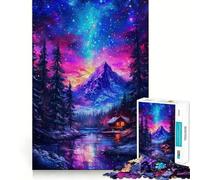 Puzzle da 1000 pezzi per ragazzi,"Cabina sotto un cielo stellato",con intagli precisi,gioco cognitivo divertente,ideale per il tempo libero,decorazione natalizia per la casa (50x75cm)
