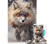 Puzzle da 1000 pezzi per ragazzi: Caccia invernale alla volpe rossa nella neve gioco pratico per divertimento in famiglia adatto come decorazione da scrivania 50x75cm