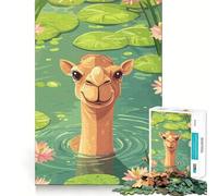 Puzzle da 1000 pezzi per ragazzi Cammello in uno stagno di ninfee Gioco di abilità mentale,divertimento e svago Natale,arte per la casa (38x52cm)