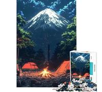 Puzzle da 1000 pezzi per ragazzi campeggio sotto il Monte Fuji puzzle per adulti gioco per famiglie migliora la memoria ideale come regalo (dimensioni 38x26cm)