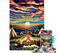 Puzzle da 1000 pezzi per ragazzi campeggio tramonto Wpap Popart gioco rompicapo taglio di precisione ideale per compleanno e Natale (dimensioni 38x26cm)
