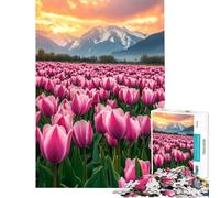 Puzzle da 1000 pezzi per ragazzi campi di tulipani al tramonto puzzle per adulti gioco pratico che migliora la memoria compleanno e Natale (dimensioni 50x75cm)