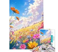 Puzzle da 1000 pezzi per ragazzi campi fioriti giornata di sole divertimento a casa taglio di precisione giochi rilassanti per ragazzi dai 14 anni in su (38x26cm)
