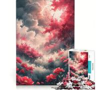 Puzzle da 1000 pezzi per ragazzi, Campo di fiori scarlatti, giochi educativi, attività divertenti da fare a casa, collezione d'artista, belle arti 38x26cm