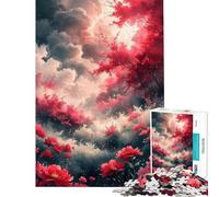 Puzzle da 1000 pezzi per ragazzi "Campo di fiori scarlatti" puzzle per adolescenti giochi per famiglie stimola la memoria gioco impegnativo regalo (dimensioni 38x52cm)