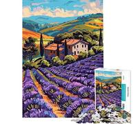 Puzzle da 1000 pezzi per ragazzi Campo di lavanda Villa toscana Illustrazione astratta minimalista Giochi rilassanti Giocattoli che creano dipendenza per coltivare la pazienza Opera d'arte Decorazione