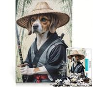 Puzzle da 1000 pezzi per ragazzi, cane beagle guerriero samurai, gioco rilassante, corsa di velocità manuale, per compleanno, Natale 50x75cm