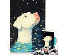 Puzzle da 1000 pezzi per ragazzi cane che guarda le stelle gioco rompicapo taglio di precisione compleanno e Natale 38x52cm