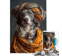 Puzzle da 1000 pezzi per ragazzi cane con turbante attività divertenti da fare in casa decorazione perfetta gioco rompicapo adatto a persone dai 14 anni in su (38x52cm)