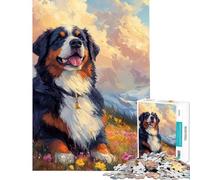 Puzzle da 1000 pezzi per ragazzi Cane da montagna bernese in un paesaggio montano | Ritratto di animale domestico sereno Aiuta ad allenare la mente Un'opera d'arte Gioco divertente Adatto a partire