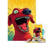 Puzzle da 1000 pezzi per ragazzi cane dei cartoni animati con la bocca aperta puzzle per ragazzi giochi rilassanti corsa di velocità manuale per compleanno Natale (dimensioni 38x52cm)
