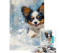 Puzzle da 1000 pezzi per ragazzi cane felice che corre nella neve disegno impegnativo da completare corsa a mano gioco rilassante per ragazzi dai 14 anni in su (38x26cm)