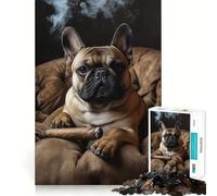 Puzzle da 1000 pezzi per ragazzi - Cane rilassante con sigaro - Gioco artistico con tagli precisi,stimolante per la mente,rilassante,per il compleanno (38x52cm)