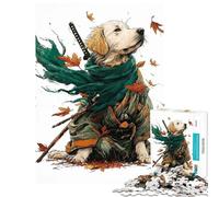 Puzzle da 1000 pezzi per ragazzi cane samurai con foglie autunnali puzzle da 1000 pezzi giocattolo decorativo per la casa analisi e logica compleanno (38x52cm)