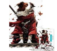 Puzzle da 1000 pezzi per ragazzi cane samurai con katana e kimono puzzle da 1000 pezzi giocattolo fai da te antistress regalo per amici e familiari (38x52cm)