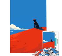 Puzzle da 1000 pezzi per ragazzi Cane su una collina al tramonto rosso arte minimalista giocattolo educativo gioco rilassante un'opera d'arte regalo di compleanno (dimensioni 38x26cm)