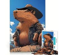 Puzzle da 1000 pezzi per ragazzi,capibara cowboy,decorazione per incastri precisi,gioco per esercizi mentali,gioco per il tempo libero,regalo di Natale divertente (50x75cm)