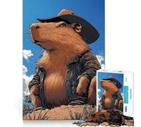 Puzzle da 1000 pezzi per ragazzi,capibara cowboy,taglio netto,gioco cognitivo divertente,gioco per il tempo libero,decorazione natalizia per la casa (38x26cm)