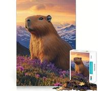 Puzzle da 1000 pezzi per ragazzi,Capibara in fiore,decorazione per incastri precisi,gioco per esercizi mentali,gioco per il relax,regalo di Natale divertente (38x52cm)