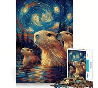 Puzzle da 1000 pezzi per ragazzi Capibara sotto una notte stellata,taglio netto,gioco cognitivo divertente,gioco per il tempo libero,decorazione natalizia per la casa (50x75cm)