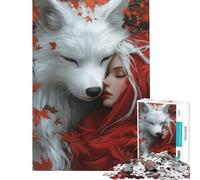Puzzle da 1000 pezzi per ragazzi Cappuccetto Rosso e Lupo Bianco Puzzle per adulti antistress decorazione perfetta divertimento per attività domestiche (dimensioni 50x75cm)