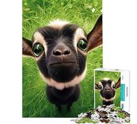 Puzzle da 1000 pezzi per ragazzi capra con grandi occhi sfida educativa ideale per passare il tempo durante le vacanze o come decorazione per la casa adatto a ragazzi dai 14 anni in su (38x52cm)