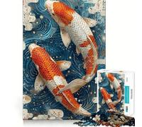 Puzzle da 1000 pezzi per ragazzi,Carpe Koi,gioco di incastro preciso,sfida mentale,divertimento rilassante,scena natalizia (50x75cm)