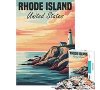 Puzzle da 1000 pezzi per ragazzi cartolina con faro e tramonto del Rhode Island giochi per famiglie giocattoli educativi regali per il Secret Santa adatto alle coppie (dimensioni 75x50cm)