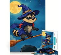 Puzzle da 1000 pezzi per ragazzi,cartone animato procione,strega,volo su scopa,gioco divertente e stimolante,tempo libero,decorazione natalizia da parete (50x75cm)