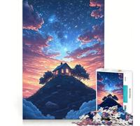 Puzzle da 1000 pezzi per ragazzi: Casa sulla collina di notte, gioco educativo, regalo di compleanno, ideale come regalo per tutta la famiglia 38x26cm