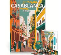 Puzzle da 1000 pezzi per ragazzi,Casablanca Marocco,stile retrò,decorazione per incastri precisi,gioco per esercizi mentali,gioco per il tempo libero,regalo di Natale divertente (38x26cm)