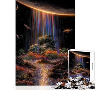 Puzzle da 1000 pezzi per ragazzi cascata arcobaleno nello spazio gioco pratico attività per famiglie decorazione per la casa giocattolo stimolante da completare (38x52cm)