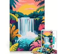 Puzzle da 1000 pezzi per ragazzi, cascata tropicale al tramonto, disegno dai bordi precisi, allenamento mentale, gioco divertente e tranquillo, regalo di compleanno (38x52cm)