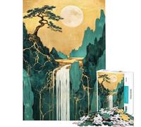 Puzzle da 1000 pezzi per ragazzi Cascate lunari luminose su crinali forestali Puzzle per adulti giochi rilassanti migliorano la memoria e sono attività divertenti da fare a casa (dimensioni 38x26cm)