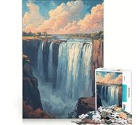 Puzzle da 1000 pezzi per ragazzi, Cascate Vittoria, decorazione da parete, passatempo ideale per le vacanze a casa, per rafforzare il legame di coppia 38x52cm